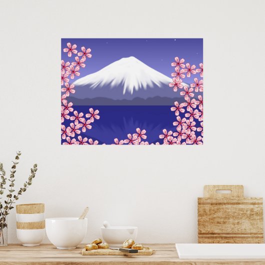 Mt. Fuji and Sakura Blossoms ポスター (キッチン)