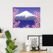Mt. Fuji and Sakura Blossoms ポスター (ホームオフィス)