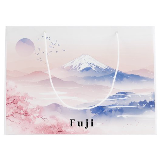 Mt. Fuji & Cherry Blossoms Elegant ラージペーパーバッグ (正面)