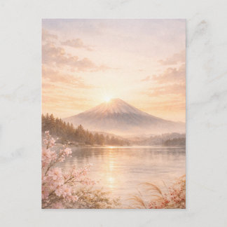 Mt. Fuji Sunrise Watercolor Holiday Card シーズンポストカード