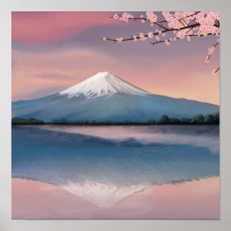Mt. Fuji with Cherry Blossoms ポスター