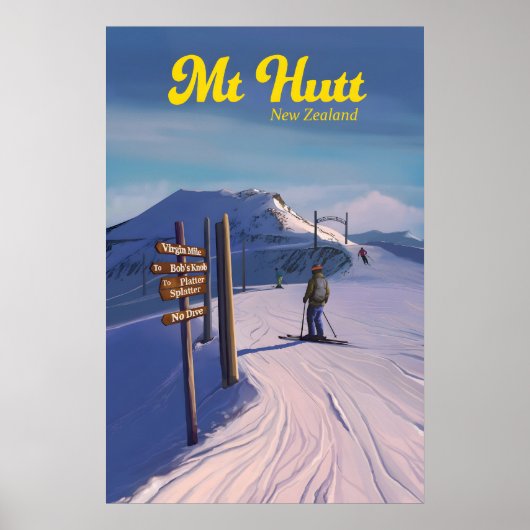 Mt Hutt スキーリゾート旅行ポスター ポスター (正面)