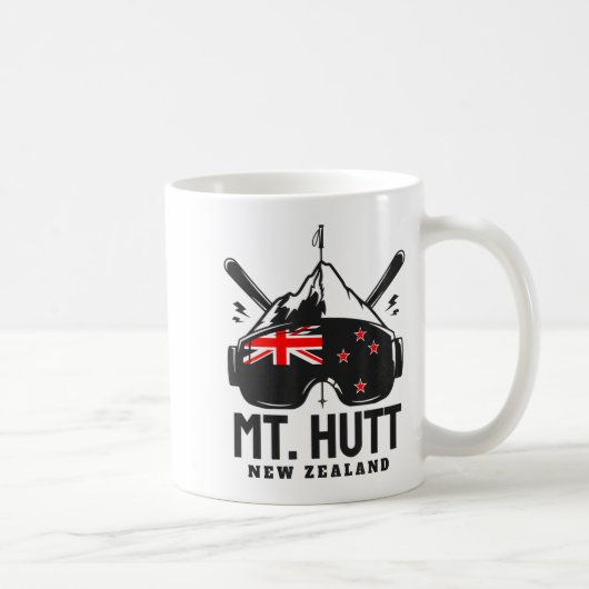 Mt Hutt New Zealand Ski Resort Retro Skiing  コーヒーマグカップ (右)