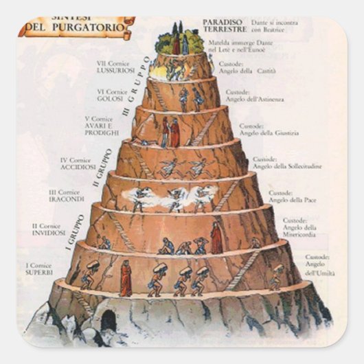 Mt Purgatoryイラストレーション-イタリアン in スクエアシール (正面)