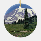 Mt. Rainerのワシントン州の赤の花 セラミックオーナメント (裏面)
