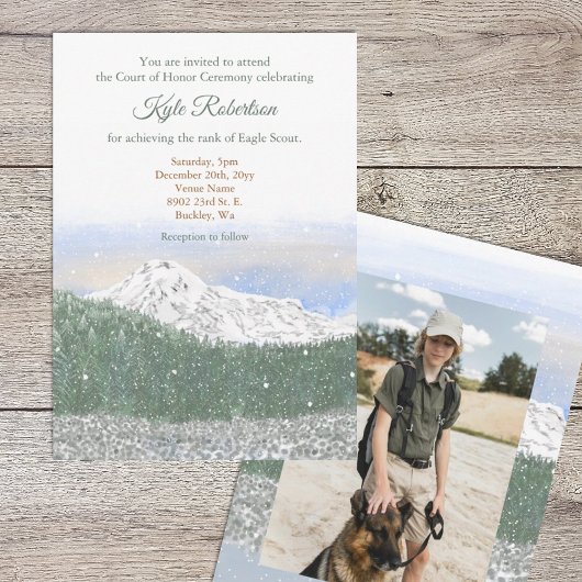 Mt. Rainier, Eagle Scout, Court of Honor Ceremony 招待状