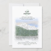 Mt. Rainier, Falling Snow, Winter Green Wedding 招待状 (正面)