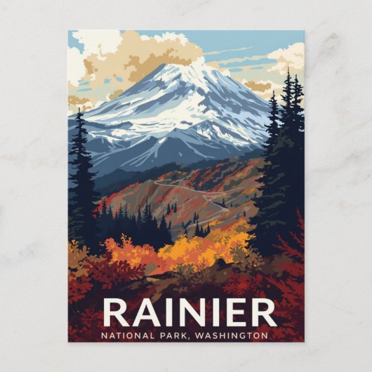 Mt Rainier National Park Fall Colors ポストカード (正面)