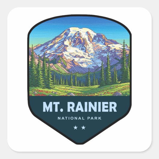 Mt. Rainier National Park Shield スクエアシール (正面)