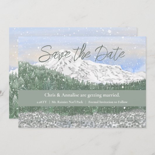 Mt Rainier National Park Wedding Save the Date セーブザデート (正面/裏面)