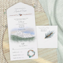 Mt. Rainier, Snow, Pinecones, Pine Needles オールインワン招待状