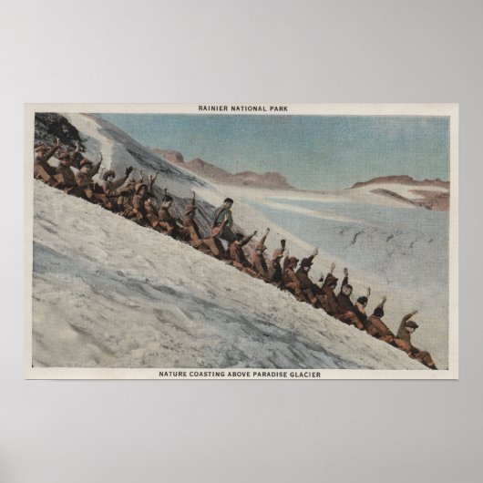 Mt. Rainier, WA – 人の列が入る ポスター (正面)