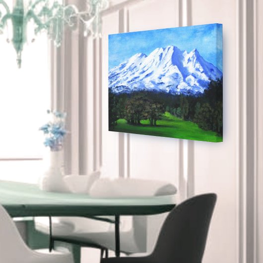 MT RUAPEHU, NZ，雪山の牧草地 キャンバスプリント