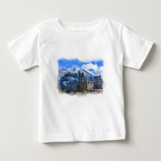 Mt Rundle and Famous Hotel, Banff, Alta，カナダ ベビーTシャツ (正面)