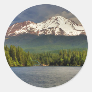 MT SHASTA FROM LAKE SISKIYOU ラウンドシール