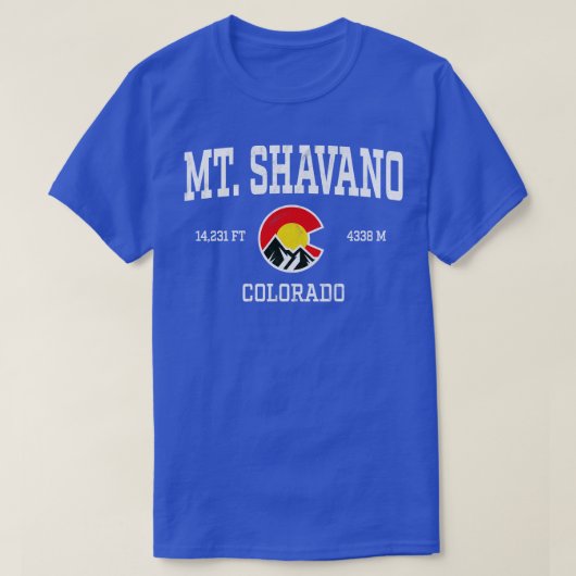 Mt Shavano Colorado 14ersヴィンテージアスレティックマウンタイ Tシャツ (デザイン正面)