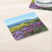 Mt Tamalpais紫色の花セット6コースター スクエアペーパーコースター (アングル)