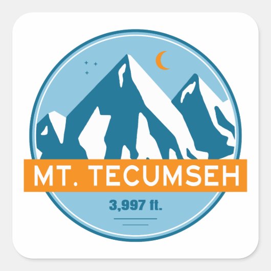 Mt. Tecumseh New Hampshire Stars Moon スクエアシール (正面)