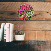 Mt Vernon赤と白のピンクのチューリップ ラージ壁時計