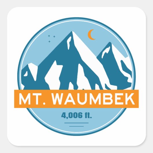 Mt. Waumbek New Hampshire Stars Moon スクエアシール (正面)