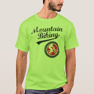 MTBのマウンテンバイクのレトロのグラフィック、黒及び赤 Tシャツ