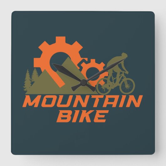 MTB モダンダウンヒルマウンテンバイク スクエア壁時計 (正面)