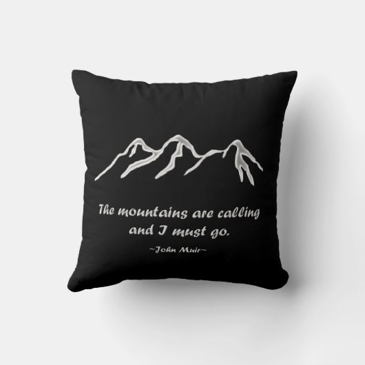 Mtnsは黒いデザインの呼びましたりまたはSnowyのブリザード クッション (裏面)