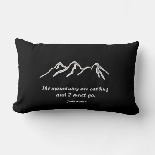 Mtnsは黒の呼びましたりまたはSnowyのブリザード ランバークッション (正面)