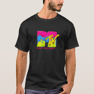 MTVネオンドリッ絵を描プレトロロゴ Tシャツ