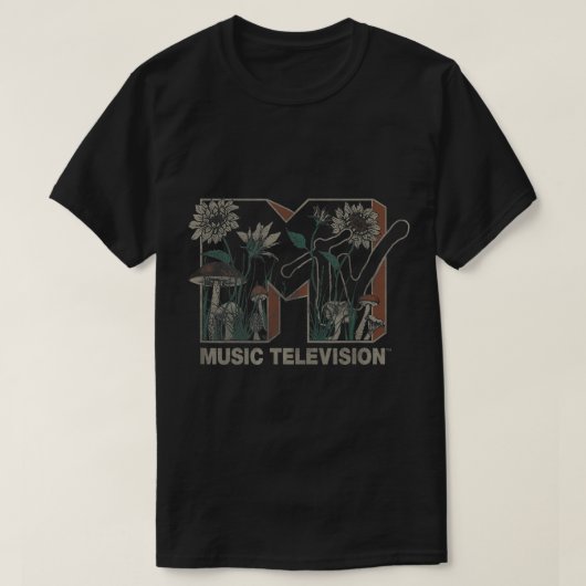 MTVミュージックテレビワイルドフラワーマッシュルームMTVログ Tシャツ (デザイン正面)