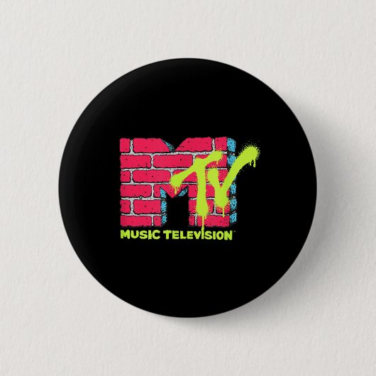 MTV落書きレンガ壁ビンテージストリートアート 缶バッジ (正面)