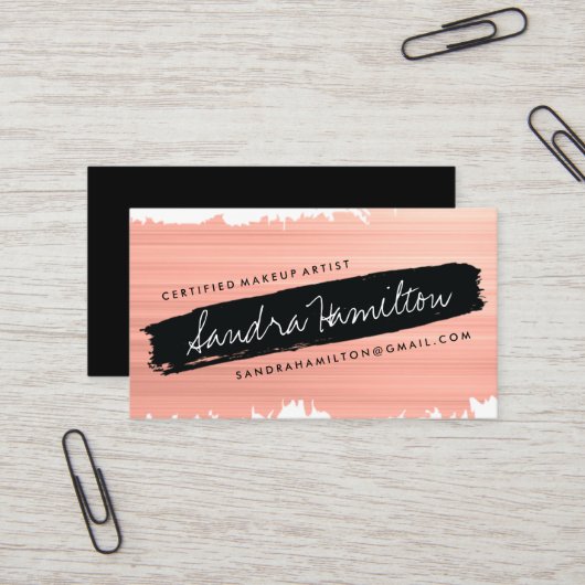 MUAのピンクおよび黒によって傾けられるブラシの打撃 名刺 (正面/裏面インサイチュ)