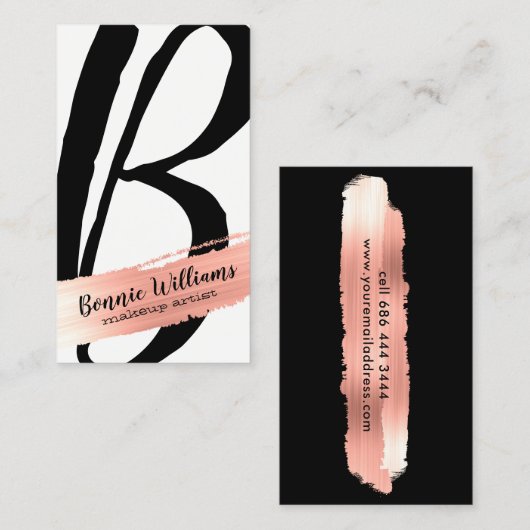 MUAタイポグラフィモはっきりしたノグラムバラ金ゴールドスプラッシュ 名刺 (正面/裏面)