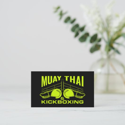 Muay Thai and Kickboxing Coach - Black and Lime 名刺 (スタンド正面)