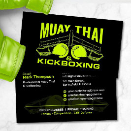 Muay Thai and Kickboxing Coach - Black and Lime 名刺