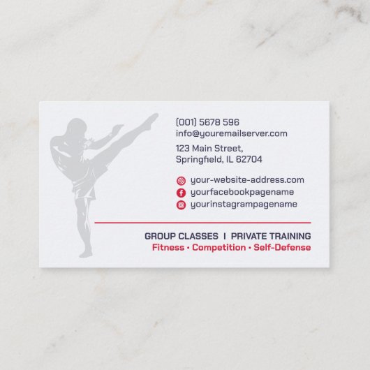 Muay Thai and Kickboxing Coach - Blue Red  名刺 (裏面)