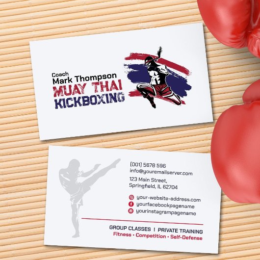 Muay Thai and Kickboxing Coach - Blue Red  名刺