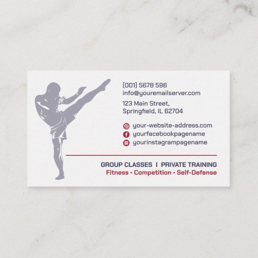 Muay Thai and Kickboxing Coach - Blue Red  名刺 (裏面)