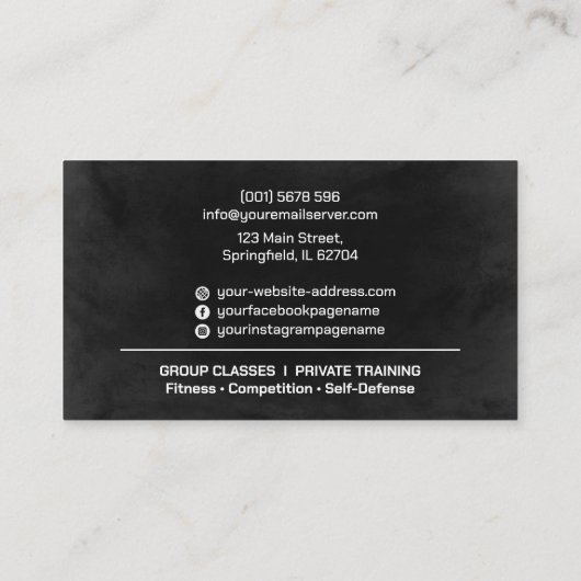 Muay Thai and Kickboxing Coach - Gloves and Ring 名刺 (裏面)