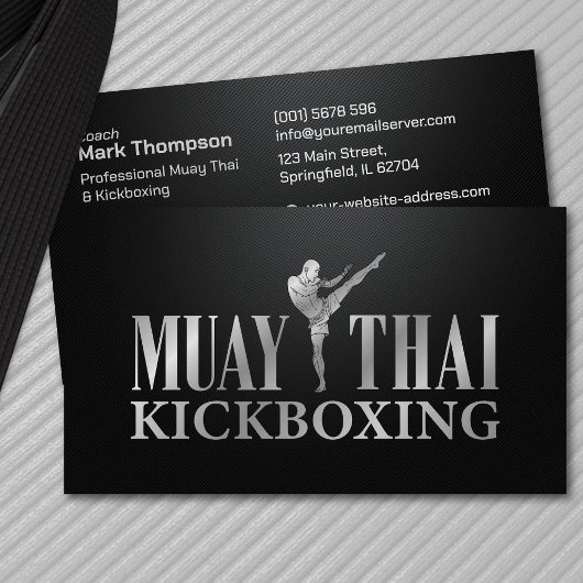 Muay Thai and Kickboxing Coach - Silver Metallic 名刺