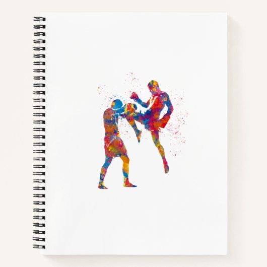 Muay thai fighter in watercolor ノートブック (正面)