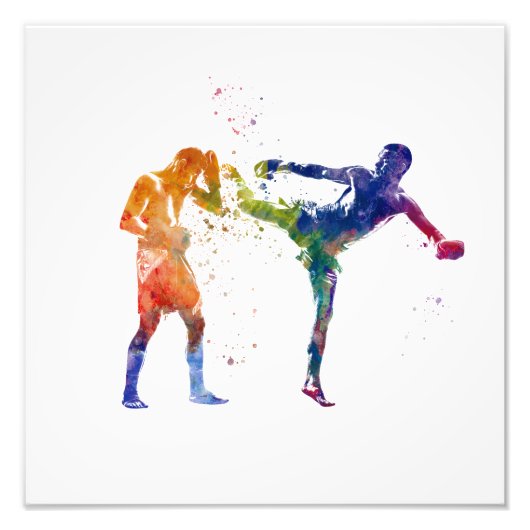 Muay thai in watercolor フォトプリント            (正面)