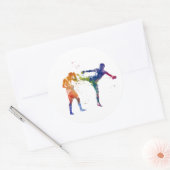 Muay thai in watercolor ラウンドシール (封筒)