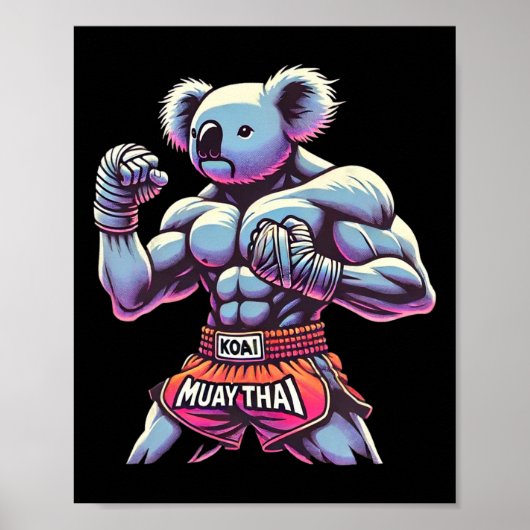 Muay Thai Koala Kickboxing Fighter Funny  ポスター (正面)