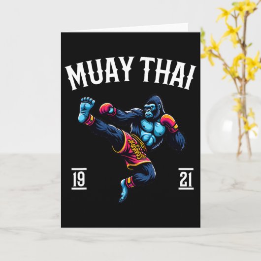 Muay Thai Monkey - Kickboxing And Monkey Thai Boxi カード (黄色い花)