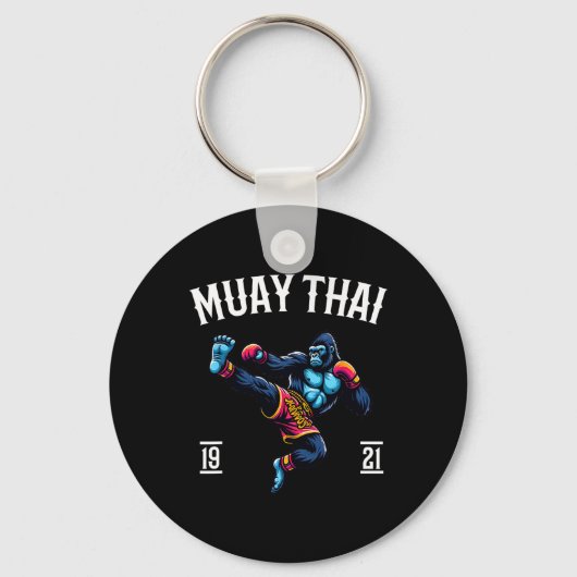 Muay Thai Monkey - Kickboxing And Monkey Thai Boxi キーホルダー (正面)