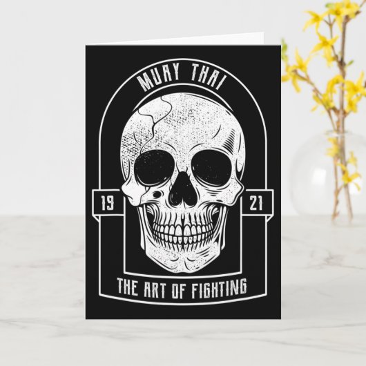 Muay Thai Skull Mma And Kickboxing  カード (黄色い花)