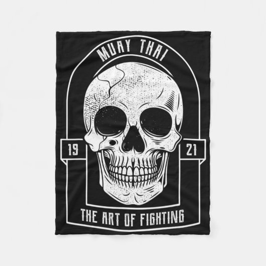 Muay Thai Skull Mma And Kickboxing フリースブランケット (正面)
