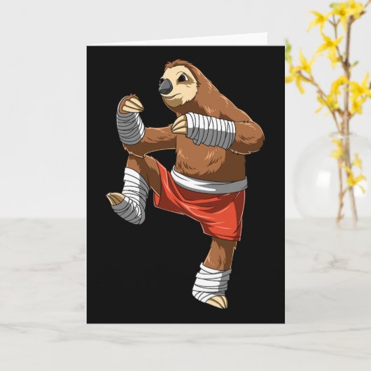 Muay Thai Sloth - Thai Boxing And Kickboxing  カード (黄色い花)