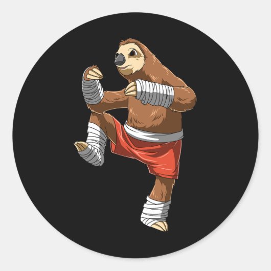 Muay Thai Sloth - Thai Boxing And Kickboxing  ラウンドシール (正面)